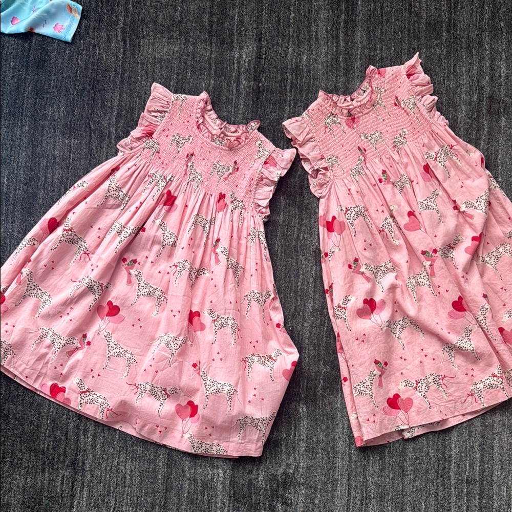 Pink red heart dog Print Kids dresses